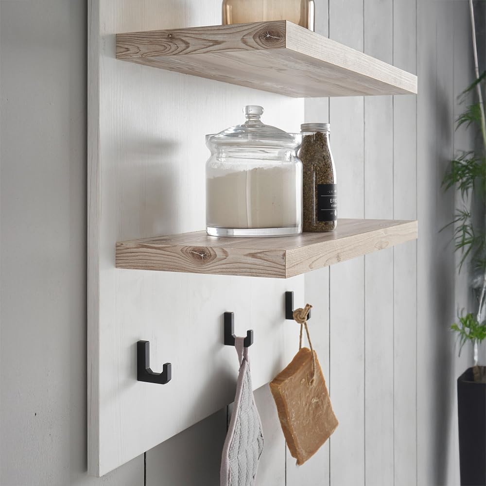 Lomadox Küchen Set 5-teilig in Pinie weiß Nb. mit Absetzungen in Pinie dunkel Nb., im Landhaus Stil Softclose-Funktion Spülenschrank Hängeschank Theke