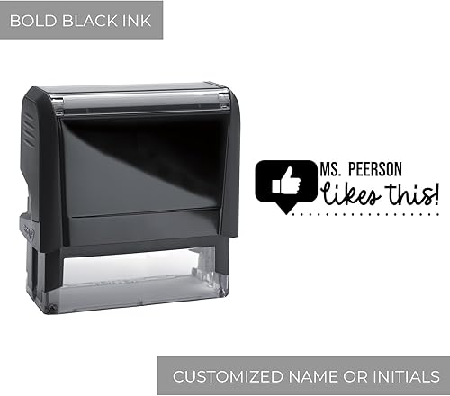 Miniatura 2 de Likes This Emoji - Sello personalizado para profesores 2000 Plus sello de trabajo para estudiantes autoentintado 225 x 8175 pulgadas impresión negra