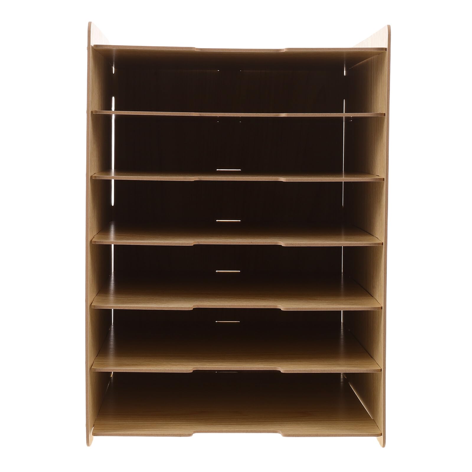 SHINEOFI Portadocumenti in Legno a 7 Livelli Impilabile con Design Naturale, Organizzatore da Scrivania per Ufficio e Home Office con Visibilità Ottimizzata dei Documenti