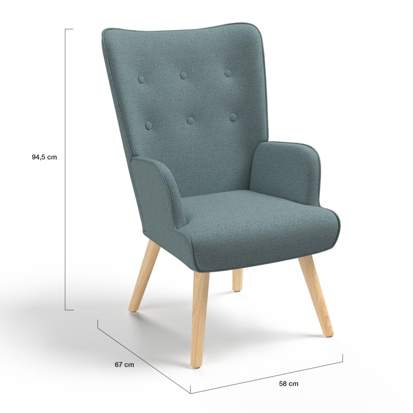 IDMarket Ivar - Sillón escandinavo en tejido verde Eucalipto