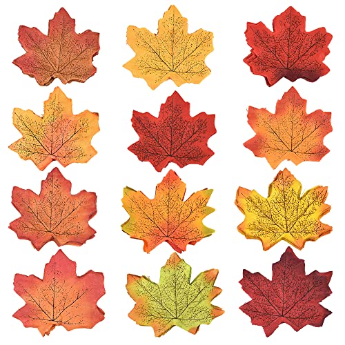 Pamtns Hojas Otoño 600 Piezas Hojas de Arce Otoño Artificiales Hojas de Otoño Falsas Hojas de Arce de Simulación Multicolor Decoracion Otoño Decoración de Mesa Decoraciones de Boda Fiesta Arte Cover