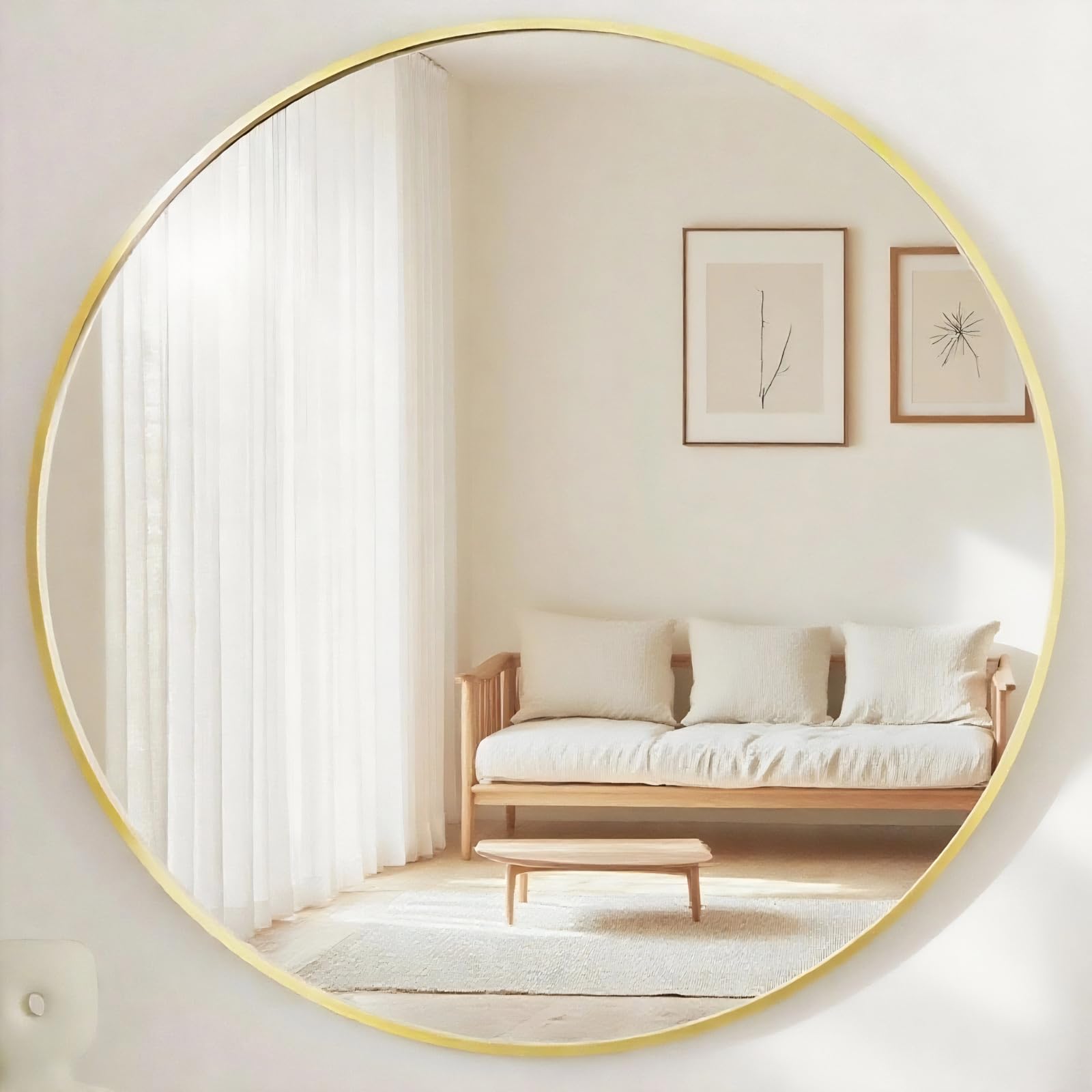 Amazon.co.jp: Genjitsu 鏡 壁掛けミラー 丸鏡 壁掛け鏡 洗面台 鏡 壁