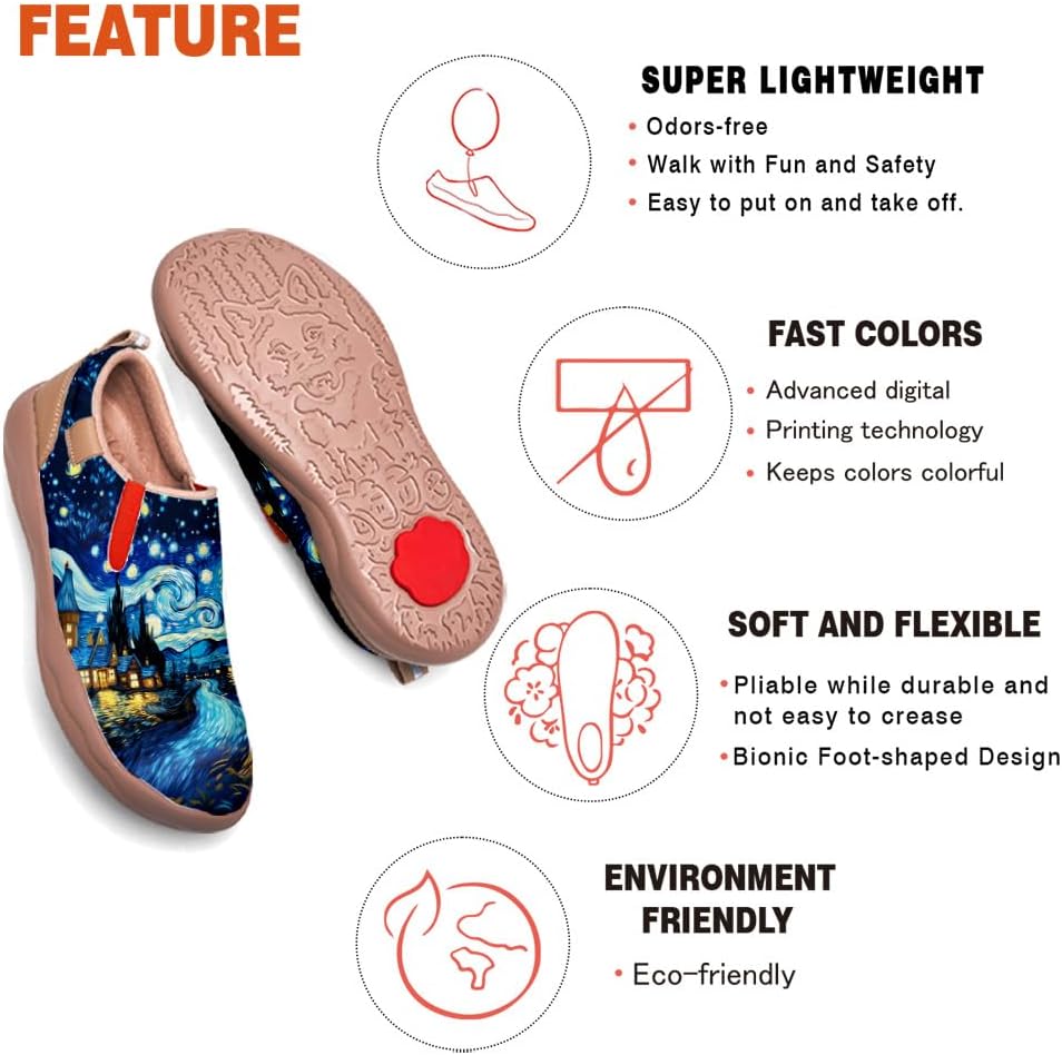 Slip On Loafers for Kids Boys Girls Art Painted Shoes Lightweight Anti-Slip Walking Travel Sneaker Starry Sky