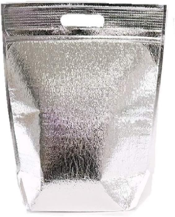 Insulated Easy Zip Lock Resealable Aluminum Sandwich Bag - Reusable Thermal Lunch Snack Bento Picnic Hot & Cold Pouch (5, Large)