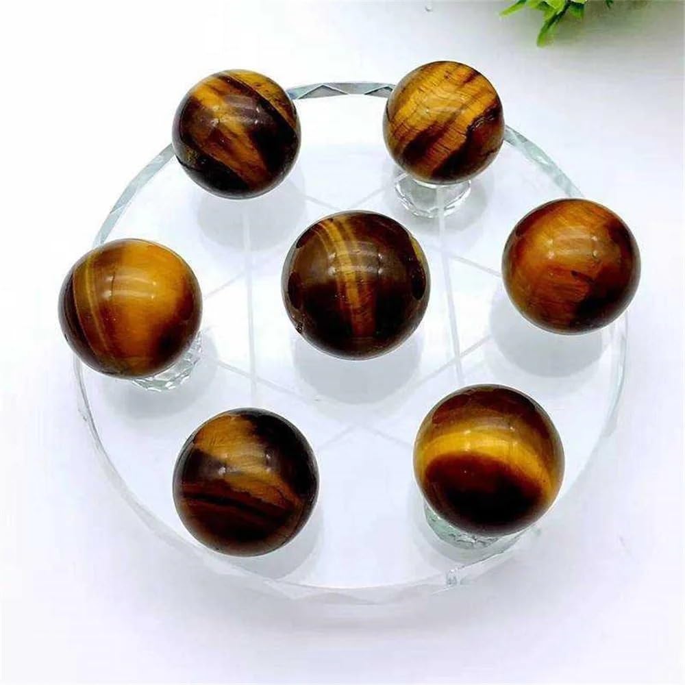 AUOQKQUT Decorative Ornaments Tiger Eye Stone Crystal Ball Seven-Star Array Bracket Set Home Decoration AUOQKQUT