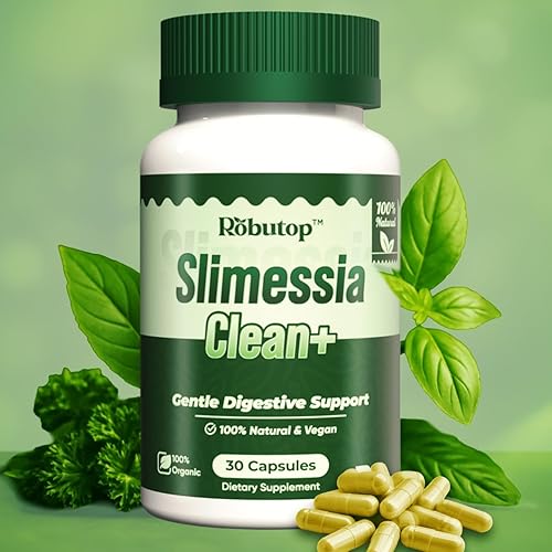 Slimessia Clean+ Suplemento vegano de apoyo digestivo con ingredientes herbarios, fórmula de salud intestinal a base de plantas, sin OMG, suave y