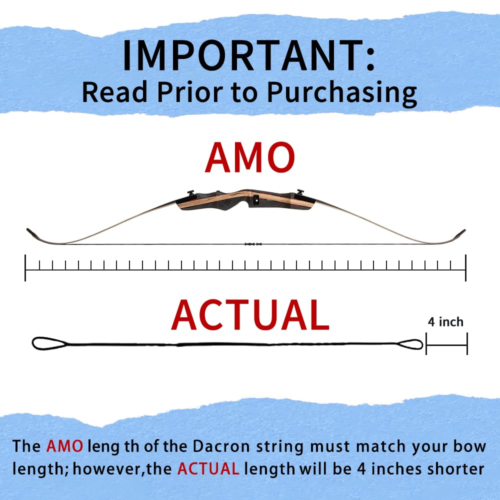 PMZ Recurve Bow String Dacron 16 Strands Replacement for Traditional Archery Bow and Longbow, Fast Flight Plus Bowstring (52 inch)