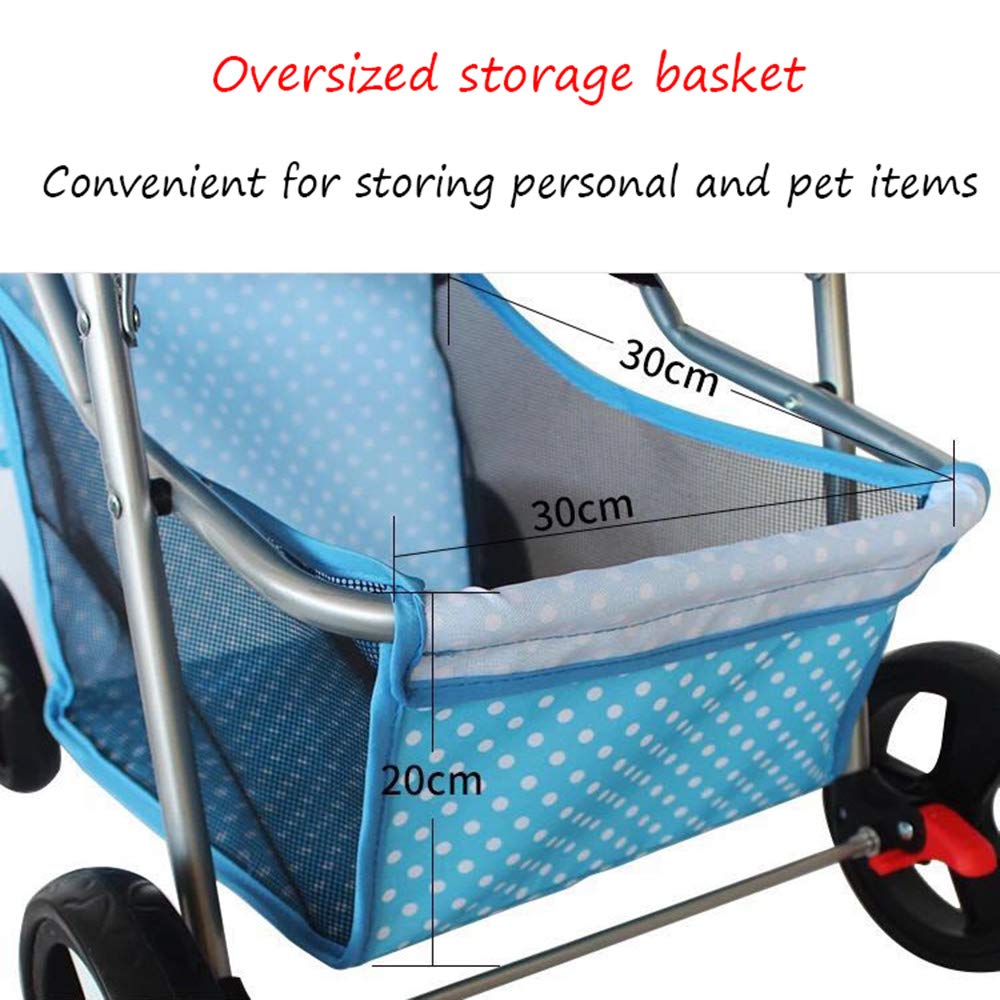 Passeggino per Animali Domestici a 3 Ruote, Leggero, da Viaggio, per Cani e Gatti di Piccola Taglia, Pieghevole, da Jogging