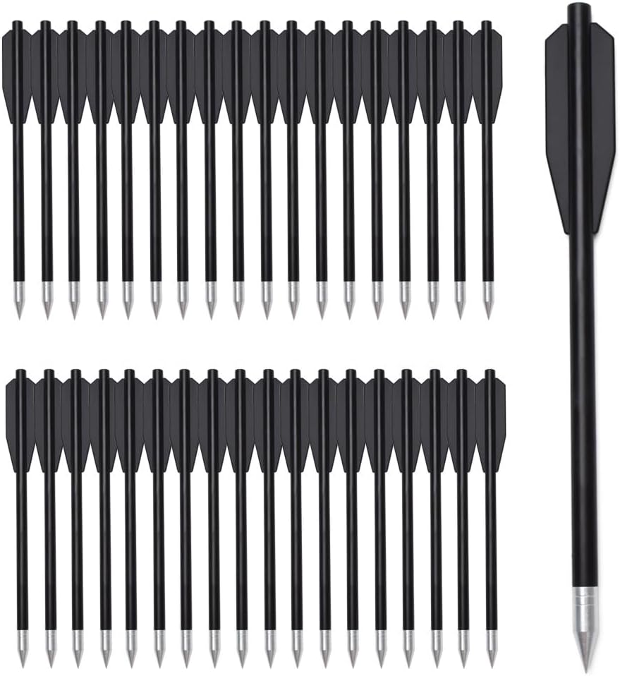 60PCS 6.3 Inch 50-80LB Mini Archery Crossbow Bolts Set with Sharp Metal Tip, Reusable Durable Arrow Dart for Shooting Target Practice, Small Hunting Game, Outdoor Fishing