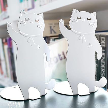 Amazon Co Jp ブックエンド 白猫 おしゃれ 倒れない 可愛い 本立て 金属製 1組2枚 卓上収納 仕切り 事務用品 文房具 文房具 オフィス用品