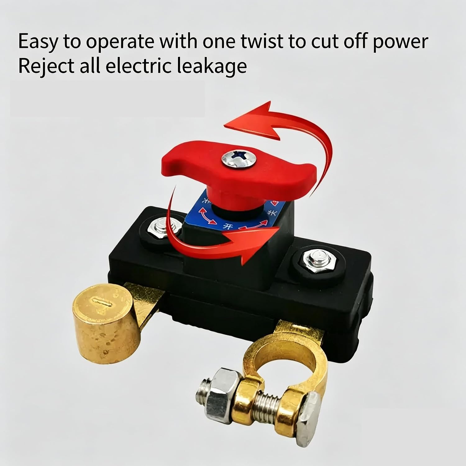 Car Battery Power Cut-Off Switch 12V-24V Pure Copper Disconnect Switch with Adjustable Terminals, Easy Installation for Car Truck Boat RV (1pc)