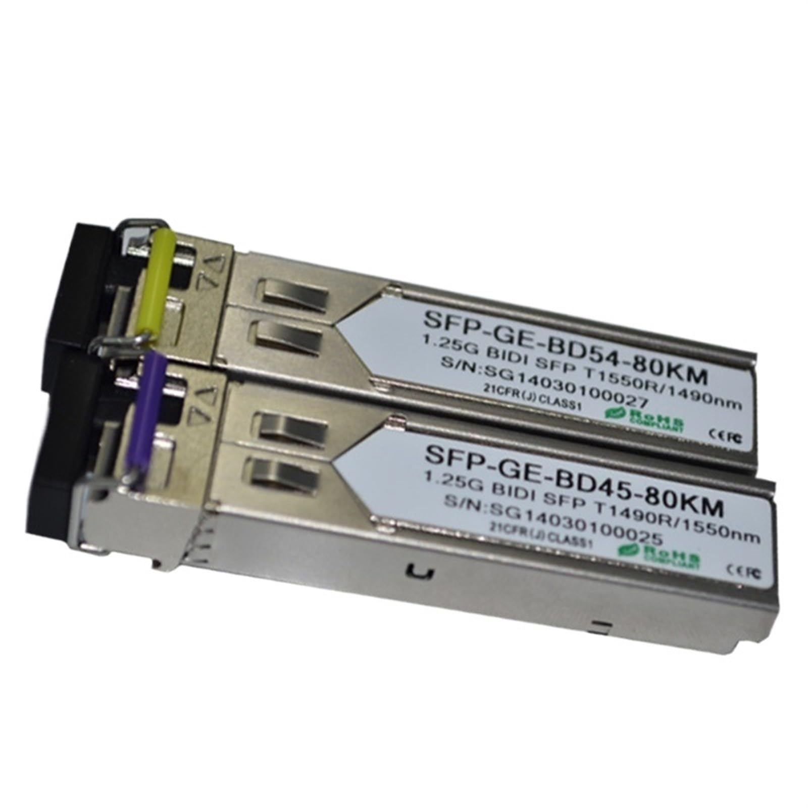Fibra única 1000BASE-BX WDM 1.25G LC/SC 1490nm/1550nm 80km SFP (2 pares LC)