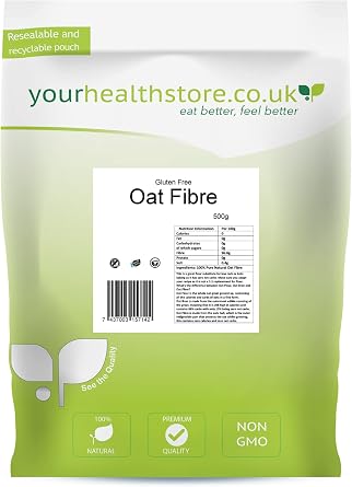 yourhealthstore Premium Oat Fibre 500g 1.1lb, Extra Light and Fluffy, Great for Keto King Bread, Vegan, Produced in The EU, Recyclable Pouch, White, Pack of 1