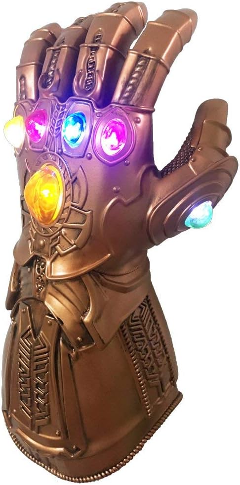 Infinity War Thanos Gauntlet, LED Light PVC Thanos Infinity Gloves Cosplay Props for Halloween Carnival Party Gold
