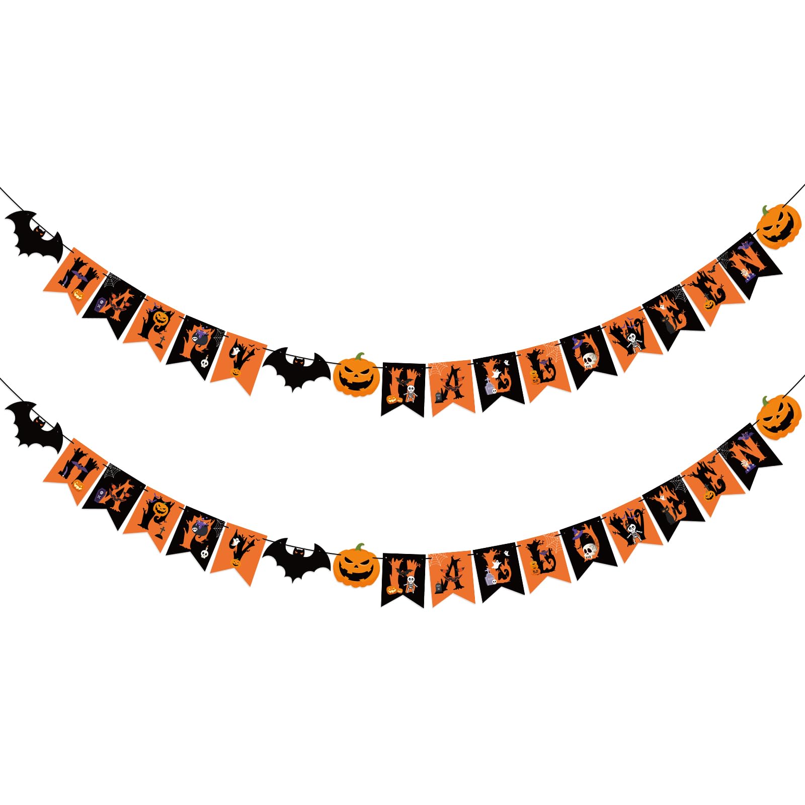 2 Pack Happy Halloween Banner Decorations Halloween Banner Hanging Garland
