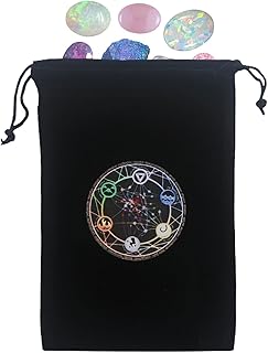 タロット ポーチ バッグ ベルベット | 12x17.5cm タロットカード ベルベット収納袋 | ボードゲーム タロット バッグ、タロット デッキ カード & サイコロ収納バッグ、巾着付き、ジュエリー ポーチ タロット カード ホルダー バッグ ポーチ Bami