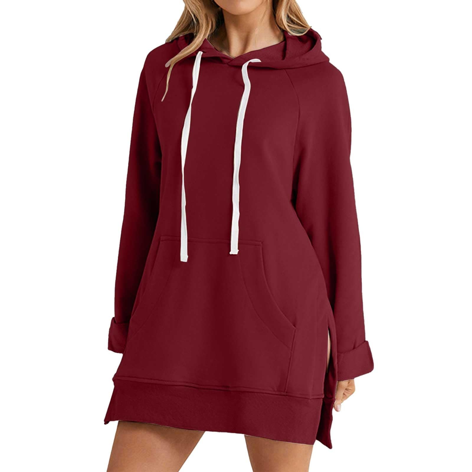 Verde Donna Leggera - Tunica Da Donna Manica Lunga Felpe Morbida Con | Oversize Hoodie Moda Comodo Top Con Tasche Termica Casual Tinta Unita Abbigliamento Invernale Outdoor Casa
