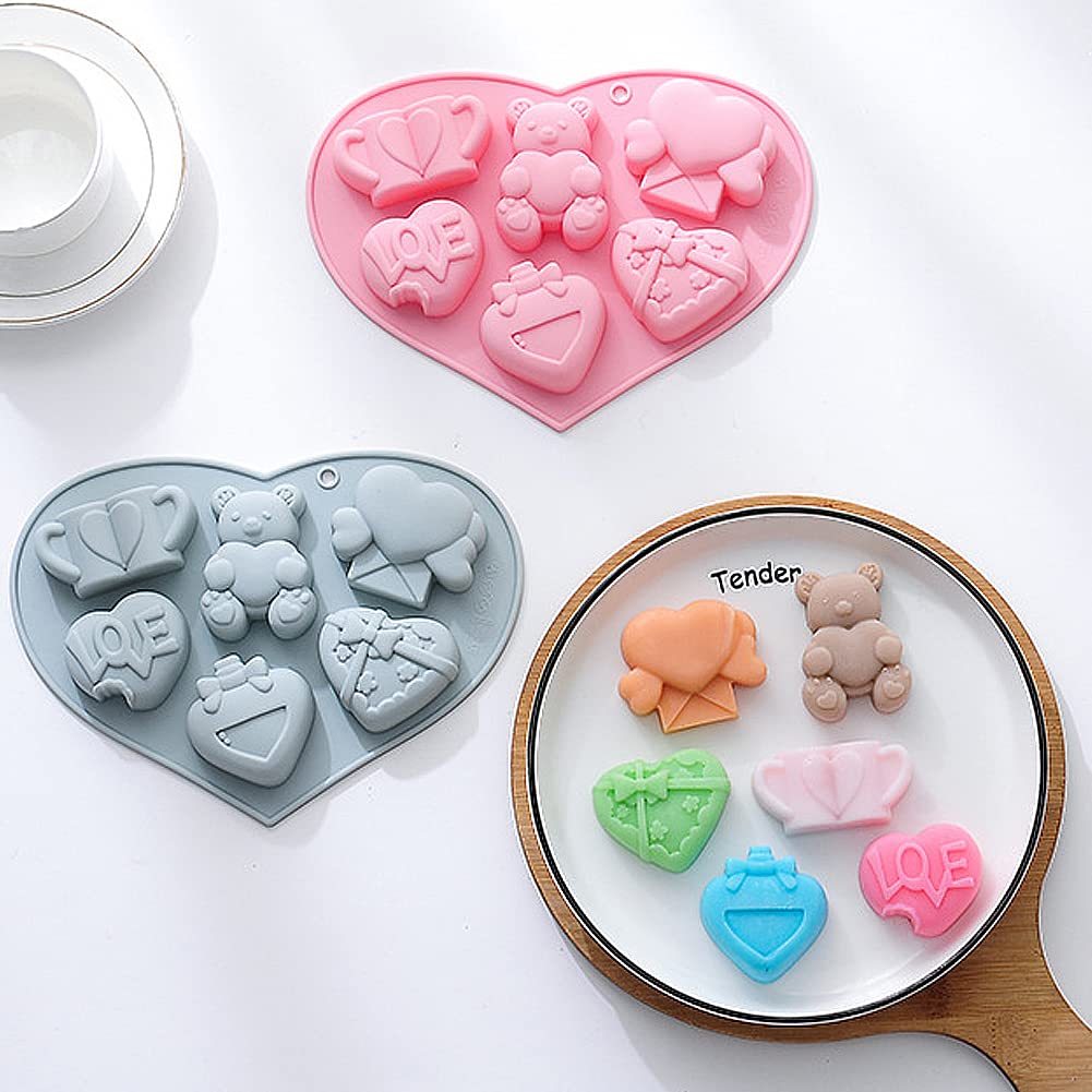 Molde De Silicona Para Repostería - 3 Piezas Con Ositos Y Lazos, Apto Para Fondant, Chocolate, Galletas Y Manualidades