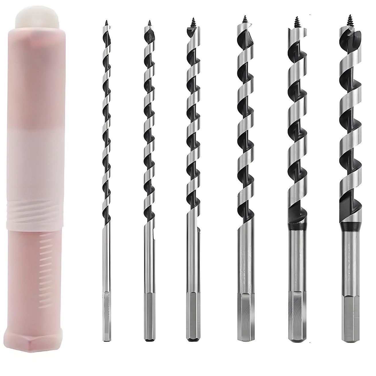 Set 5 Punte Per Legno A Serpente - Diametri 6/8/10/12/14mm, Lunghezza 230mm, Con Codolo Esagonale - Foto 9