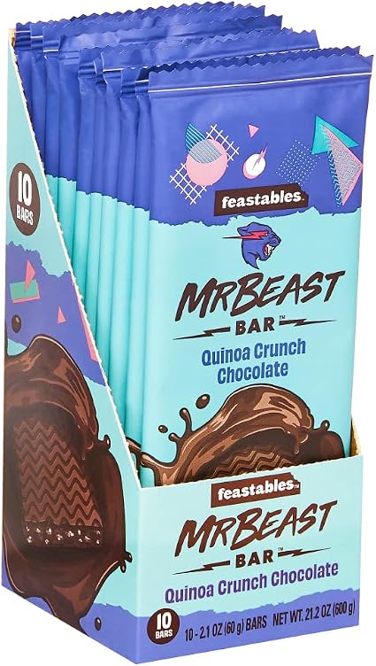 Barres Chocolat MrBeast Feastables - Lot De 10 Tablettes Original 54% Cacao