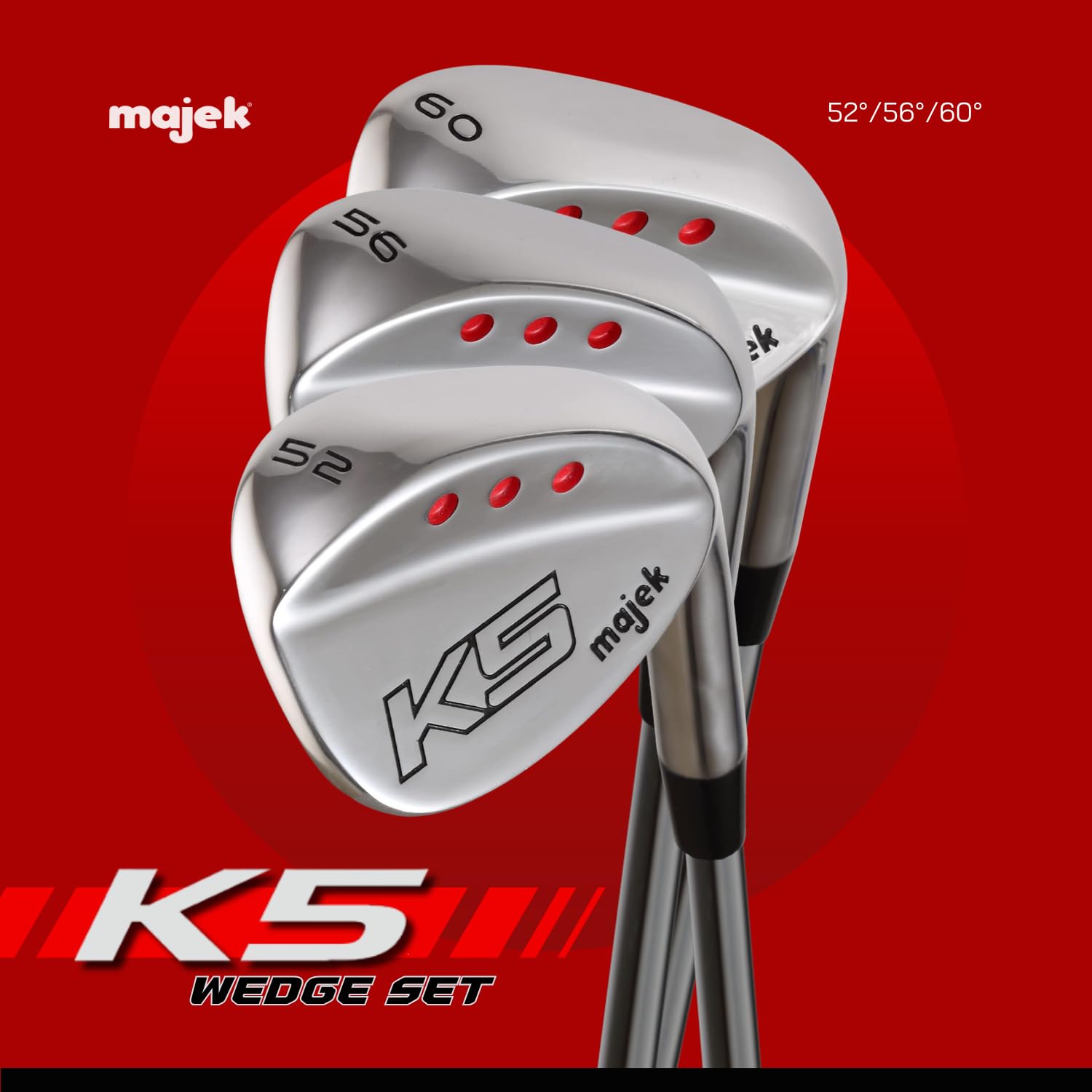 Majek Golf Damen Komplett Keil Set: 52° Gap Wedge (GW), 56° Sandkeil (SW), 60° Lob Wedge (LW) Rechtshänder Damen Flex Steel Schaft