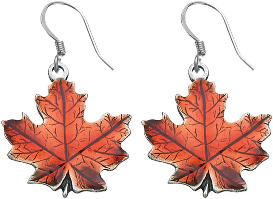 Maple Leaf Fall/Autumn Earrings - 3/4” Pewter, Handcrafted, Surgical Steel Wires, Made In USA