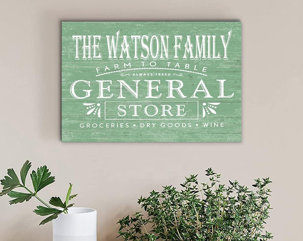 Personalized General Store Sign Kitchen or Pantry Sign for Mother's Day, Birthday, Couples Gift Idea (Green)