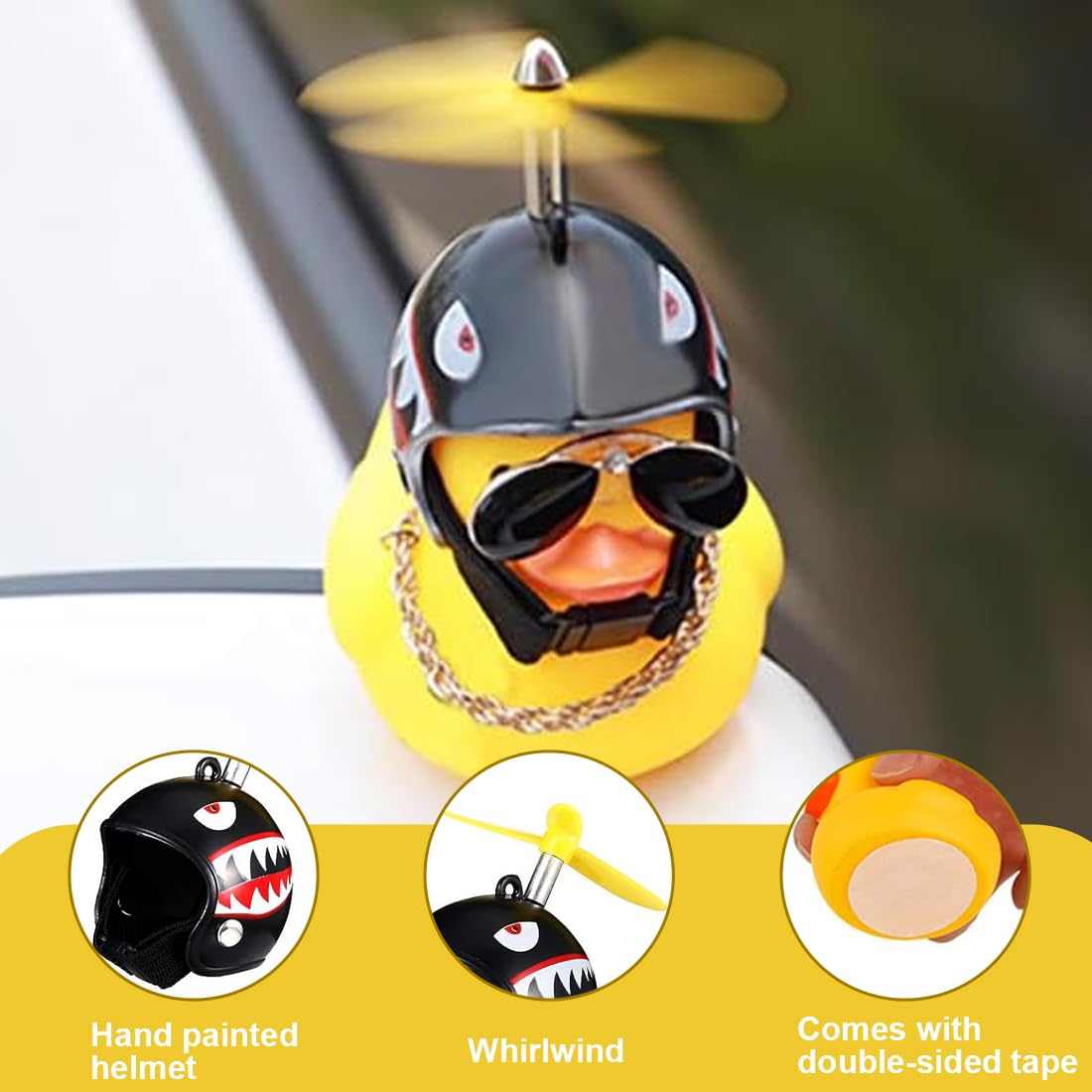 EIHI Campanello per Bicicletta per Anatra, Campanello per Bicicletta per Bambino, Decorazioni per Bici D'Anatra,Giallo Anatra con Casco per Bambini, Adolescenti e Adulti, 2 pezzo