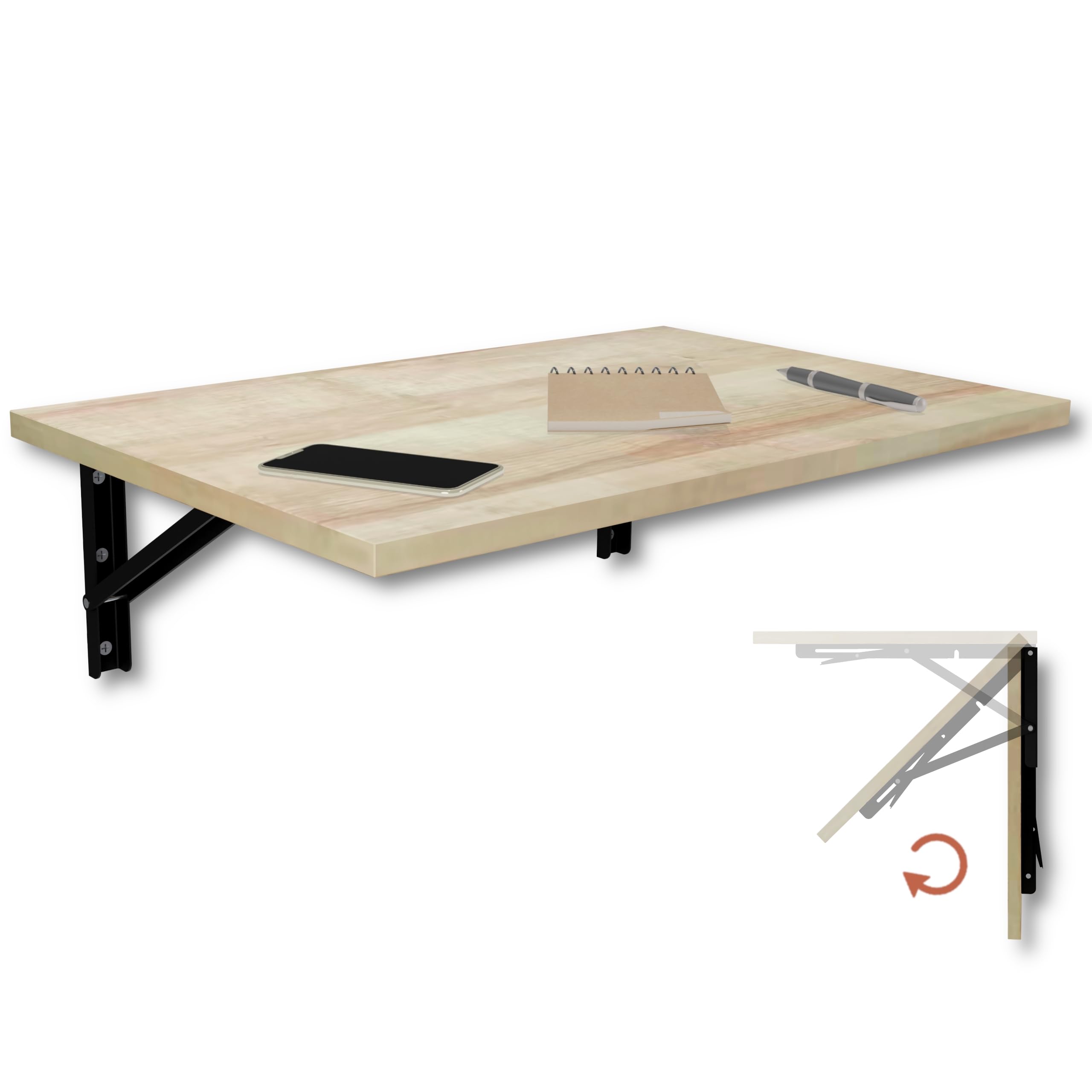 KDR Mesa plegable de pared de 60 x 40 cm, mesa plegable para montaje en pared, mesa de pared que ahorra espacio, mesa de comedor, escritorio y mesa de cocina, ideal para espacios pequeños y oficina en