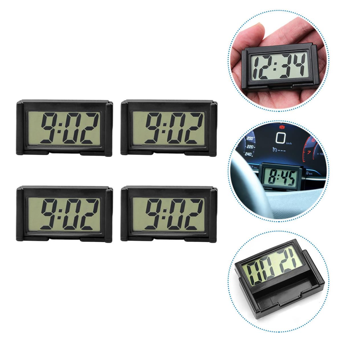 2 Series Reloj Electrónico Reloj Digital De Coche Reloj Para El Tablero Del Coche Reloj De Coche Para Tablero Reloj Digital Del Tablero El Plastico 4 Piezas