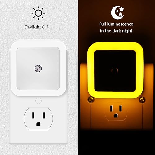 Miniatura 3 de KINUR Paquete de 6 luces nocturnas, luces LED de noche enchufables a la pared con sensores del atardecer al amanecer, luces nocturnas enchufables
