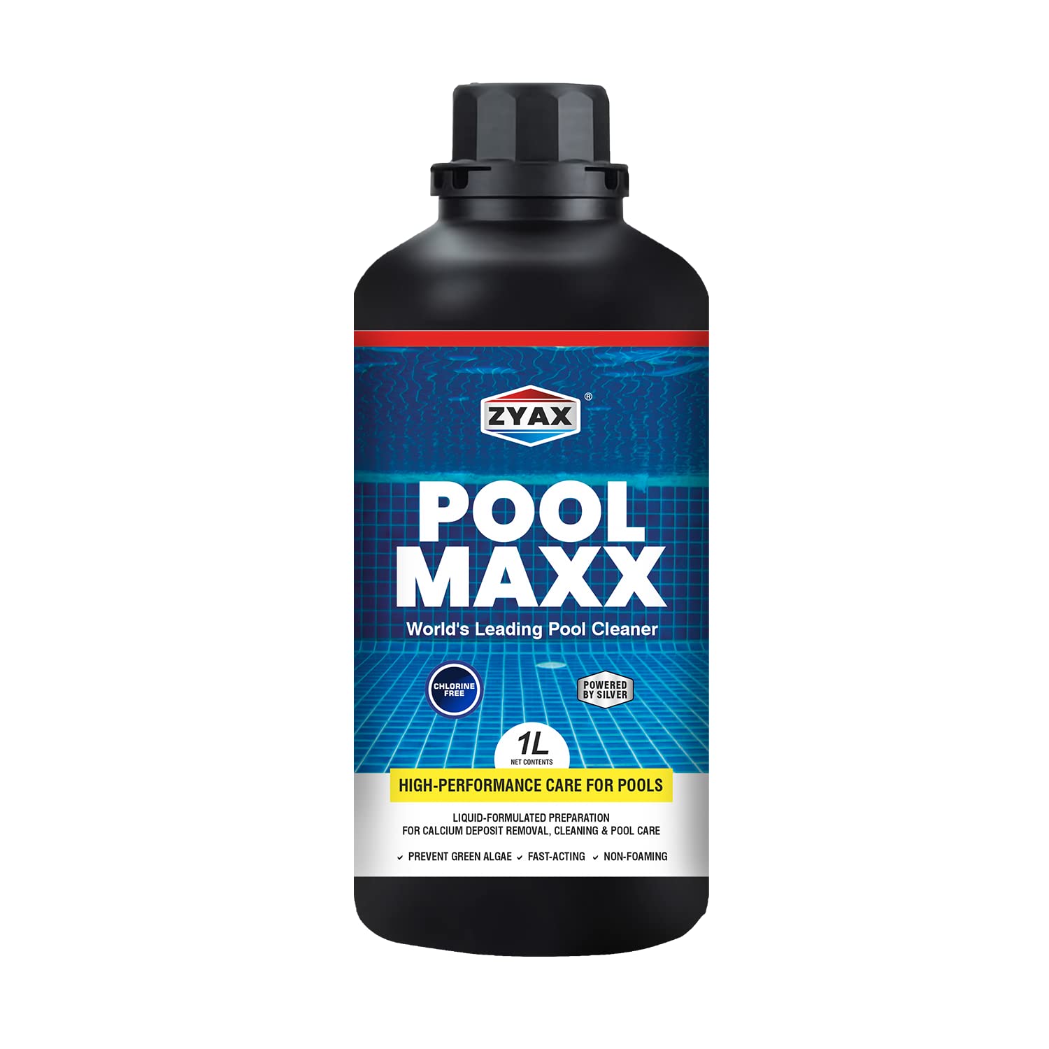 ZYAX Pool MAXX 1 Litre, 100% Chlorine Free, No Harmful Chemicals, for Clean, Germ Free, Family Safe Pool, Eliminates Fungi, Algae and Bacteria Instantly