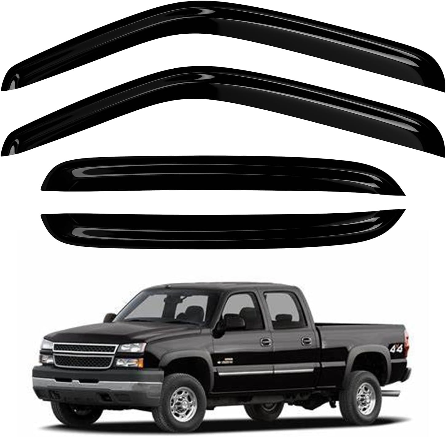Window Visors Rain Guards for Chevy/GMC 2001-2007 Silverado/Sierra Crew Cab,for 2000-2006 Suburban 1500/2500 & Yukon Xl 1500/2500 for 2002-2006 Cadillac Escalade Sun Protection Wind Deflectors For 2001-2007 Silverado/Sierra(Crew Cab)