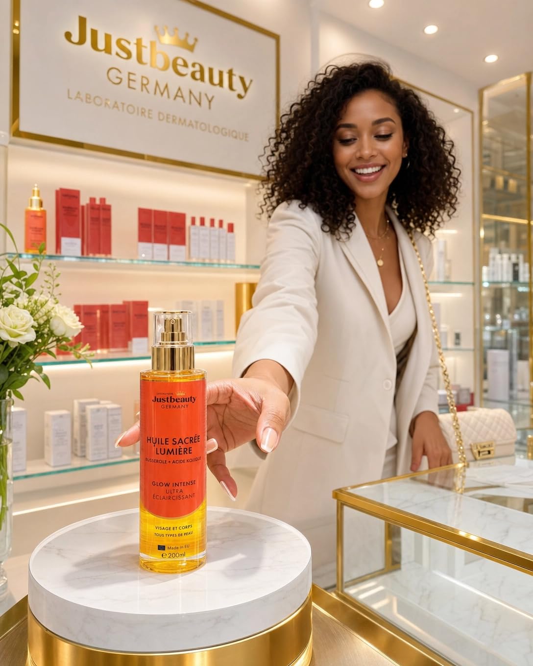 Huile Booster de Busserole - Glow Intense 200ml | Soin Éclaircissant Anti-Taches | Unifie le Teint & Illumine la Peau | Hydratation & Éclat Naturel