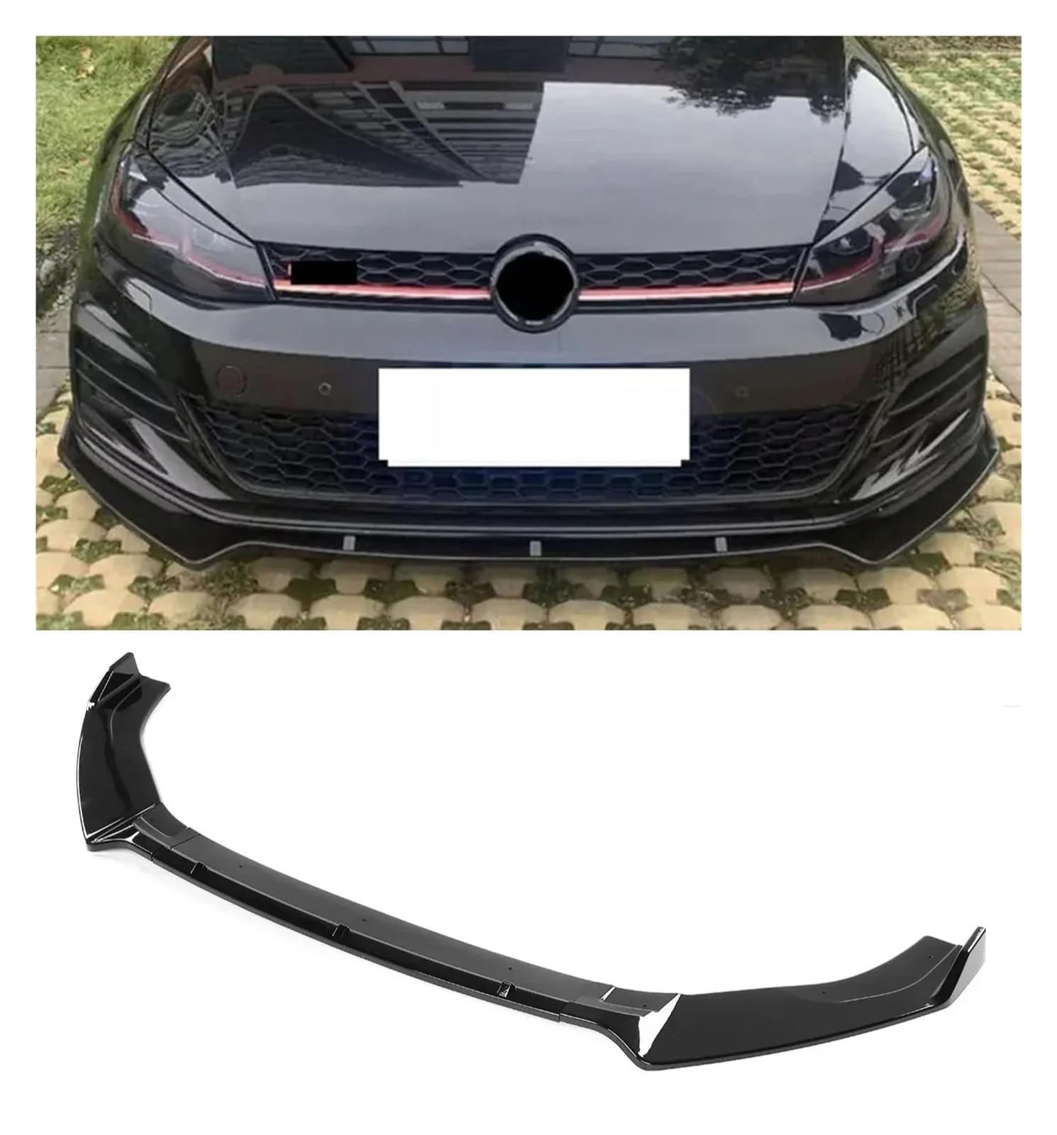 Spoiler Anteriore Per VW Golf 7.5 MK7/MK7.5 (2013-2020) GTI/GTD/R/R-Line, ABS, Nero Pianoforte, Da Imbullonare