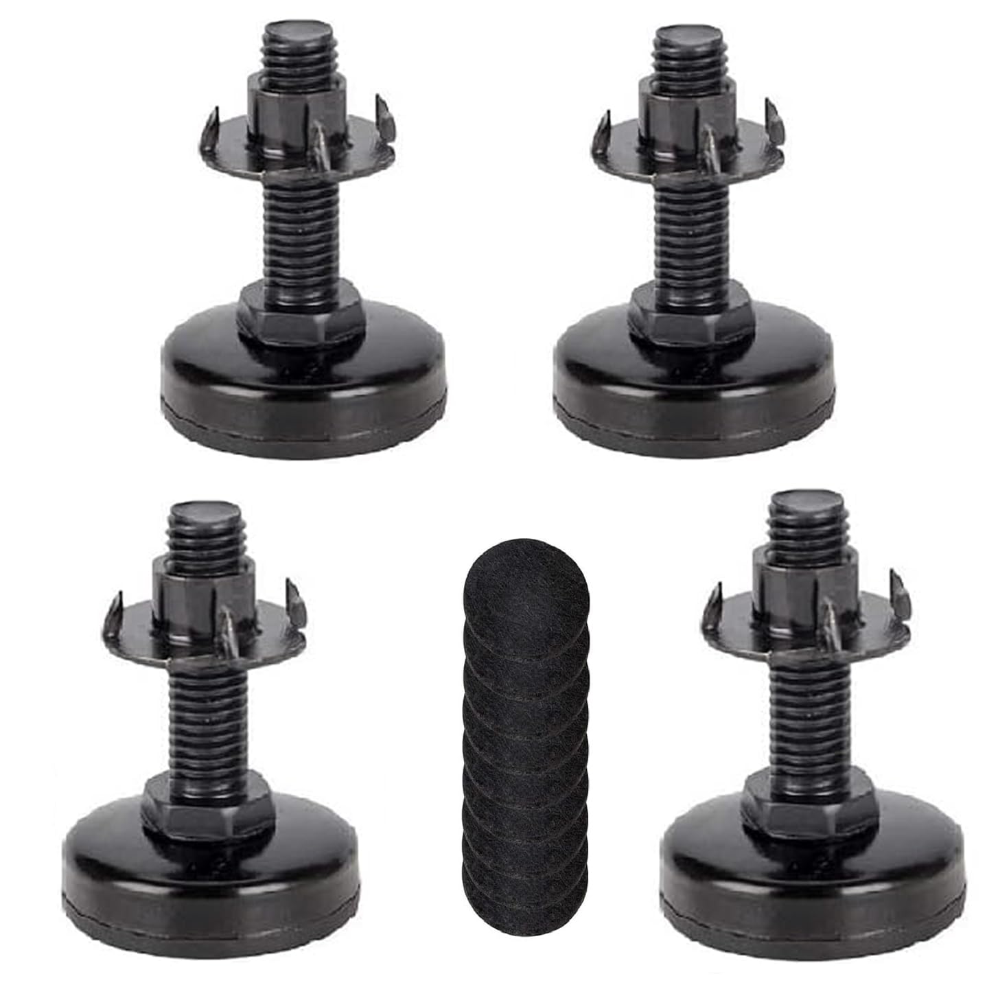 PONGJA Leveling Feet Adjustable Furniture Feet, 3/8'' UNC Thread Furniture Levelers Adjustable Leveling Feet for Table Chair Sofa Cabinet Raiser, 4PCS Table Leg Levelers, Black
