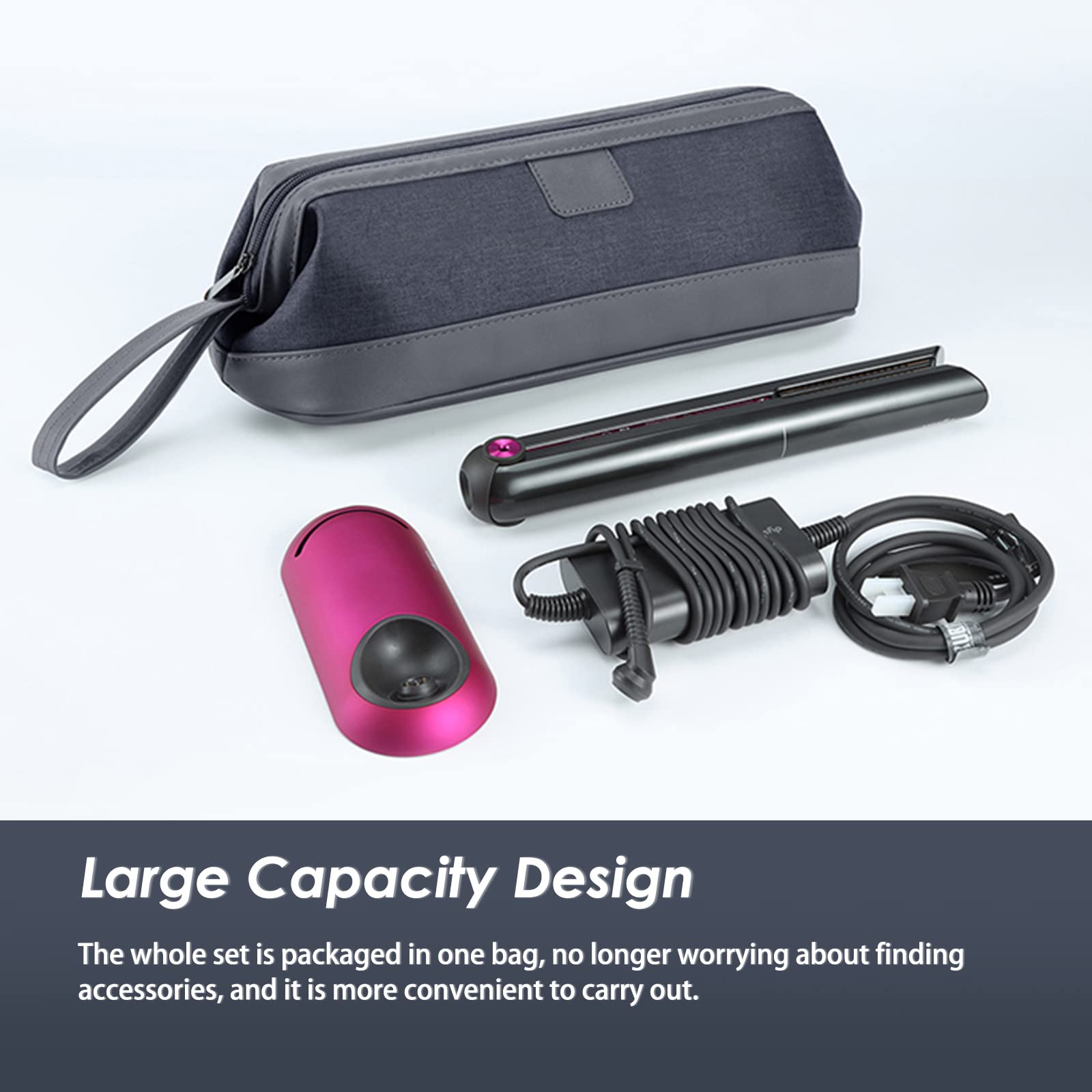 Kyrio Borsa Universale per Asciugacapelli, Compatibile con Dyson Supersonic e Airwrap, Custodia Portatile da Viaggio per Cosmetici (Grigio Scuro)