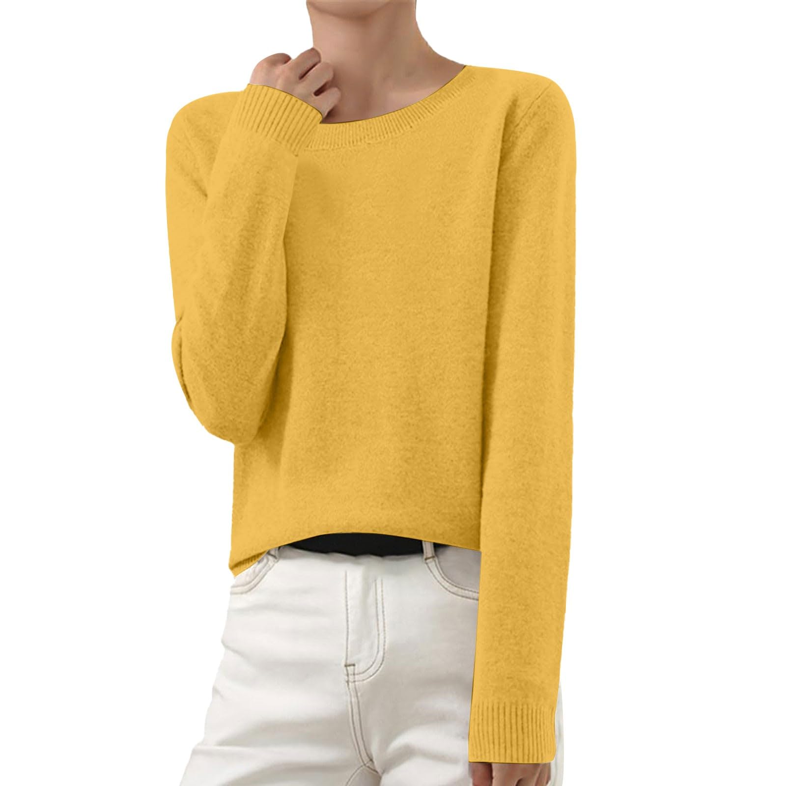 Cashmere Sweaters for Women Long Sleeve V Neck Loose Pullover Tops Winter Soft Warm Cozy Lightweight Knit Sweater