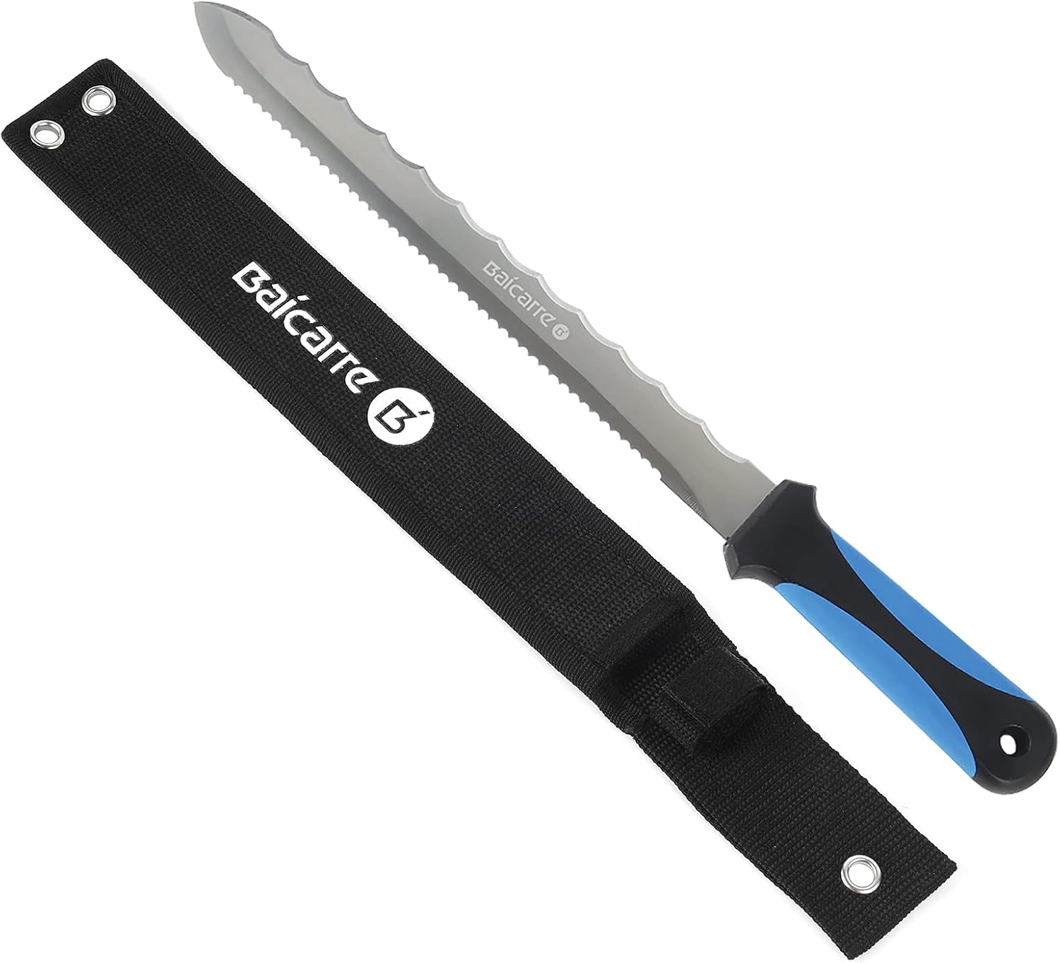 Insulation Knife, Sod Cutter Knife, Stainless Steel 11" Double Side Utility Lawn Repair Garden Knife with Nylon Sheath for Cutting Mineral Wool