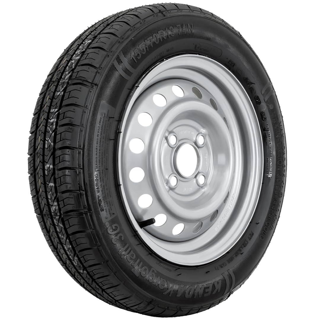 Kenda Ruota per rimorchio 155/70 R13 74N, ruota completa per rimorchio – Pneumatici da 13 pollici per tutte le stagioni con cerchione in acciaio 4Jx13 H2 4x100 ET30 – Pneumatico per rimorchio per auto