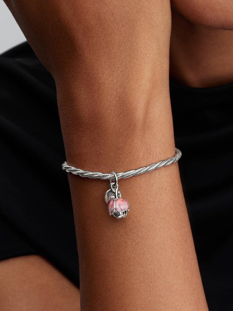 PANDORA Two-Tone Blooming Flower Dangle Charm 764453C01 Charm Anhänger
