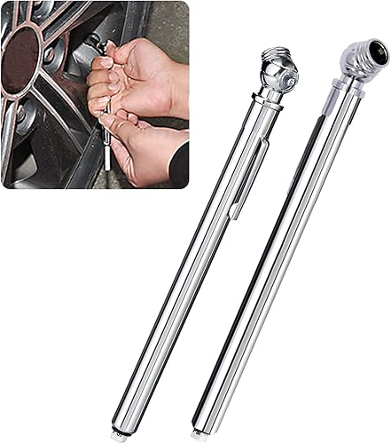 neynavy 2 manómetro de presión de neumáticos de lápiz (10-75 PSI), cuerpo de acero inoxidable, cabeza de metal cromado resistente para automóviles,