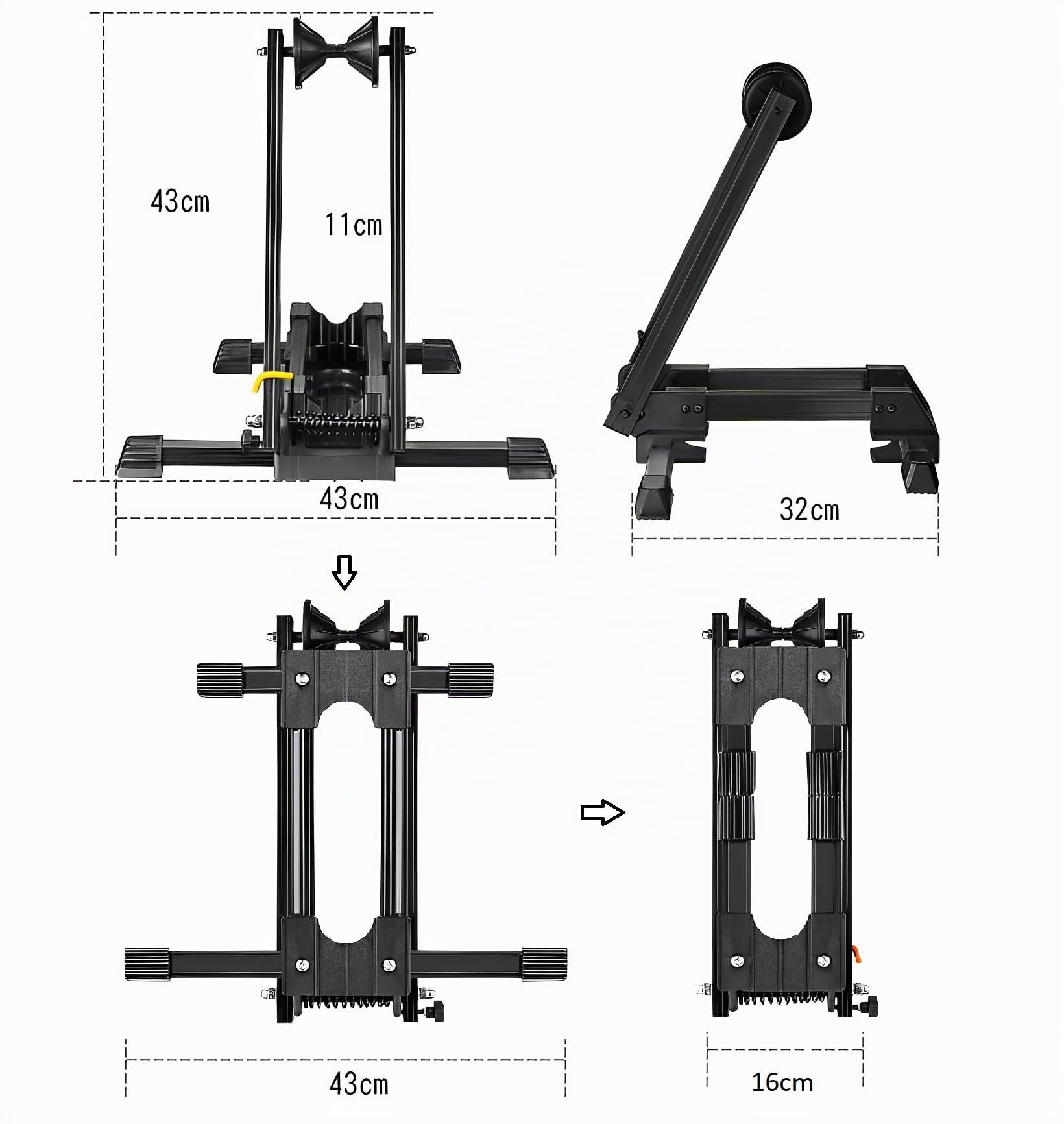 Parcheggio Bici Supporto per Ruota Cavalletto Interno Pieghevole per Bicicletta in Alluminio per MTB 24/26/27.5/29 Bici da Corsa 700C