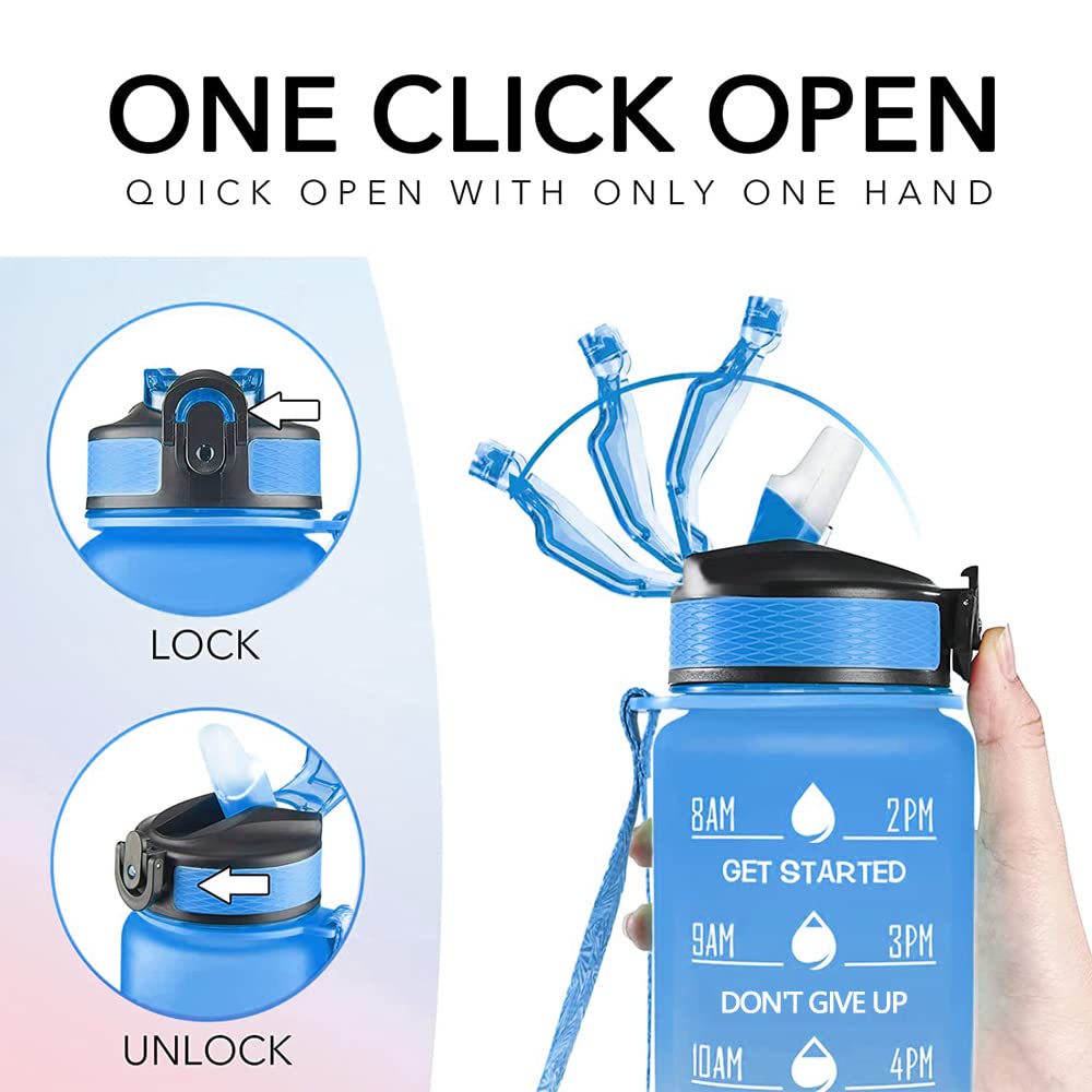 Borraccia Sportiva 1L Gaiayhc Con Cannuccia - Motivazionale Con Timer Idratazione | Senza BPA, Impermeabile Per Palestra, Corsa - Foto 9