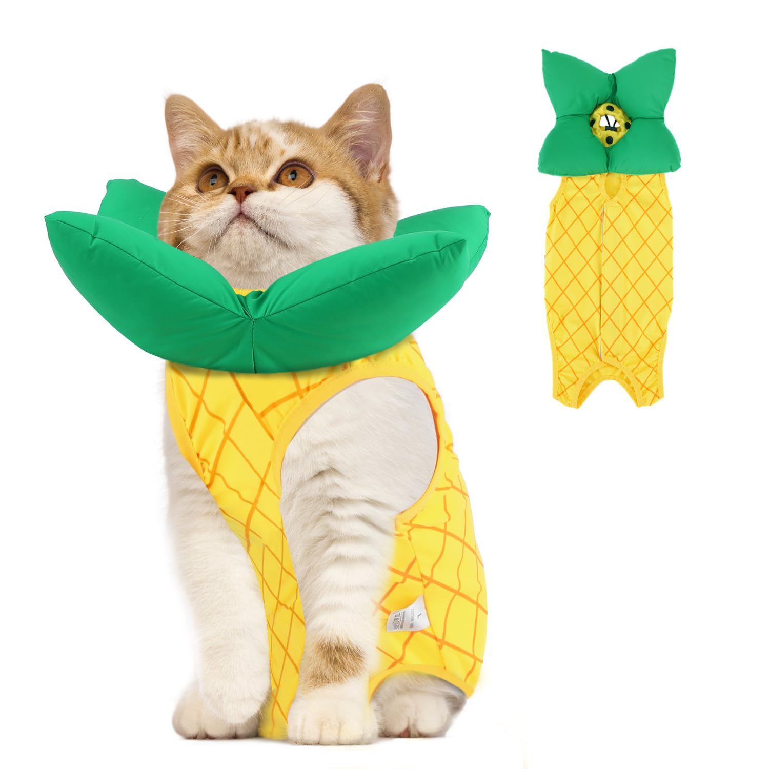 EMUST 2PCS Cat Recovery Suit and Cat Surgery Suit, Soft Kittens Onesie for Cats After Surgery Female, Cute Kitten Surgery Recovery Suit Female Under