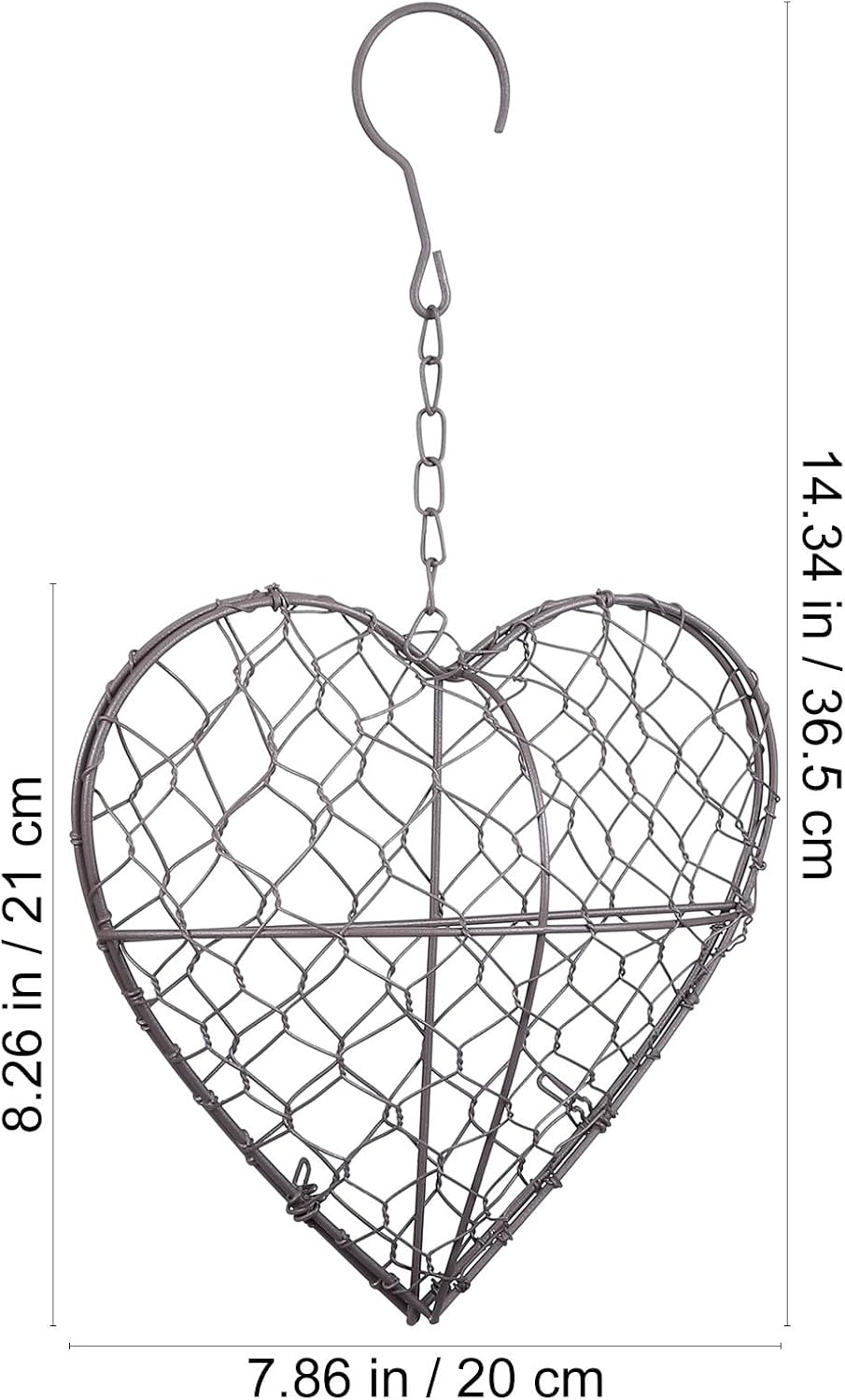 Veemoon Heart Shaped Iron Hanging Planter Wall Basket Brown Garland Hanging Basket for Succulent Flower Pot Holder for Home Office Garden Balcony Decor 14.37 X 7.87 X 2.75 in image 2
