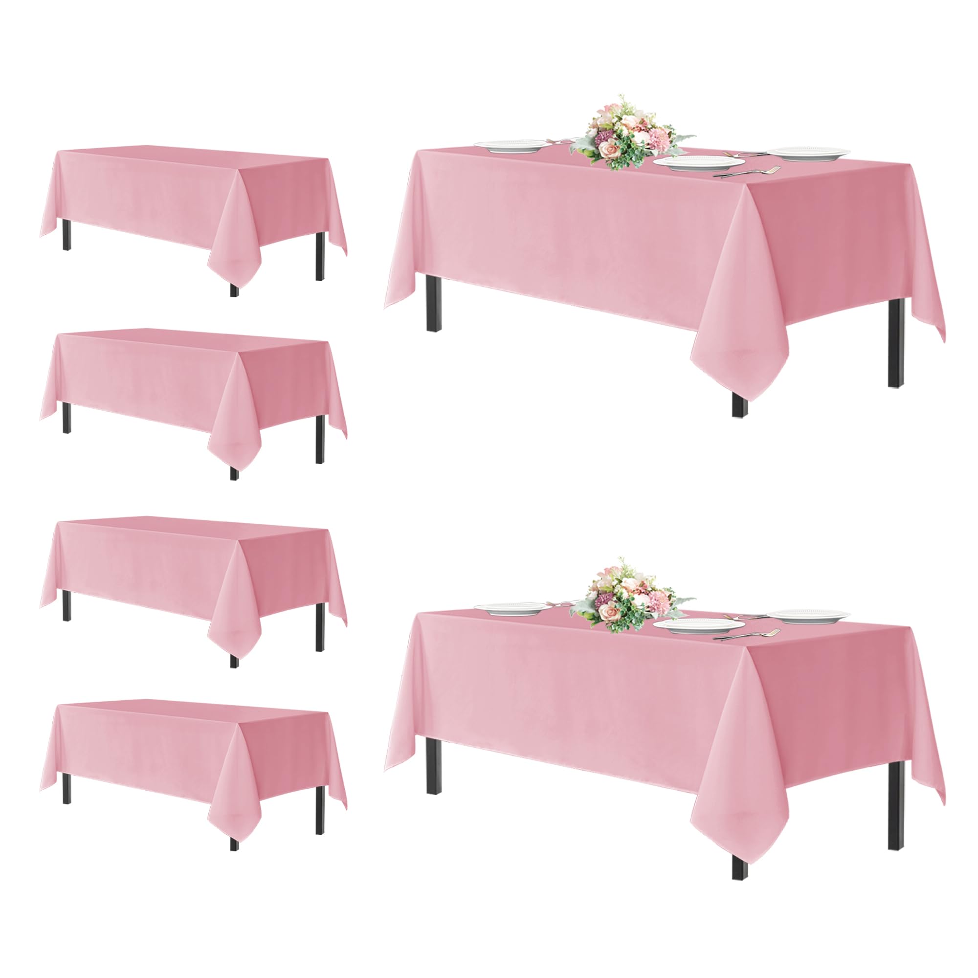 sancua Pink Tablecloths Rectangle, 6 Pack Table Cloth for 8 Foot Tables