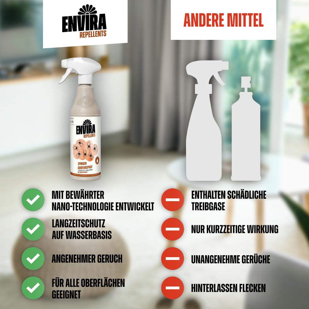 Envira Spinnenspray 2 x 5 Liter - Spray mit Langzeitwirkung gegen Spinnen - Mittel gegen Spinnen in der Wohnung - Effektive Spinnenabwehr
