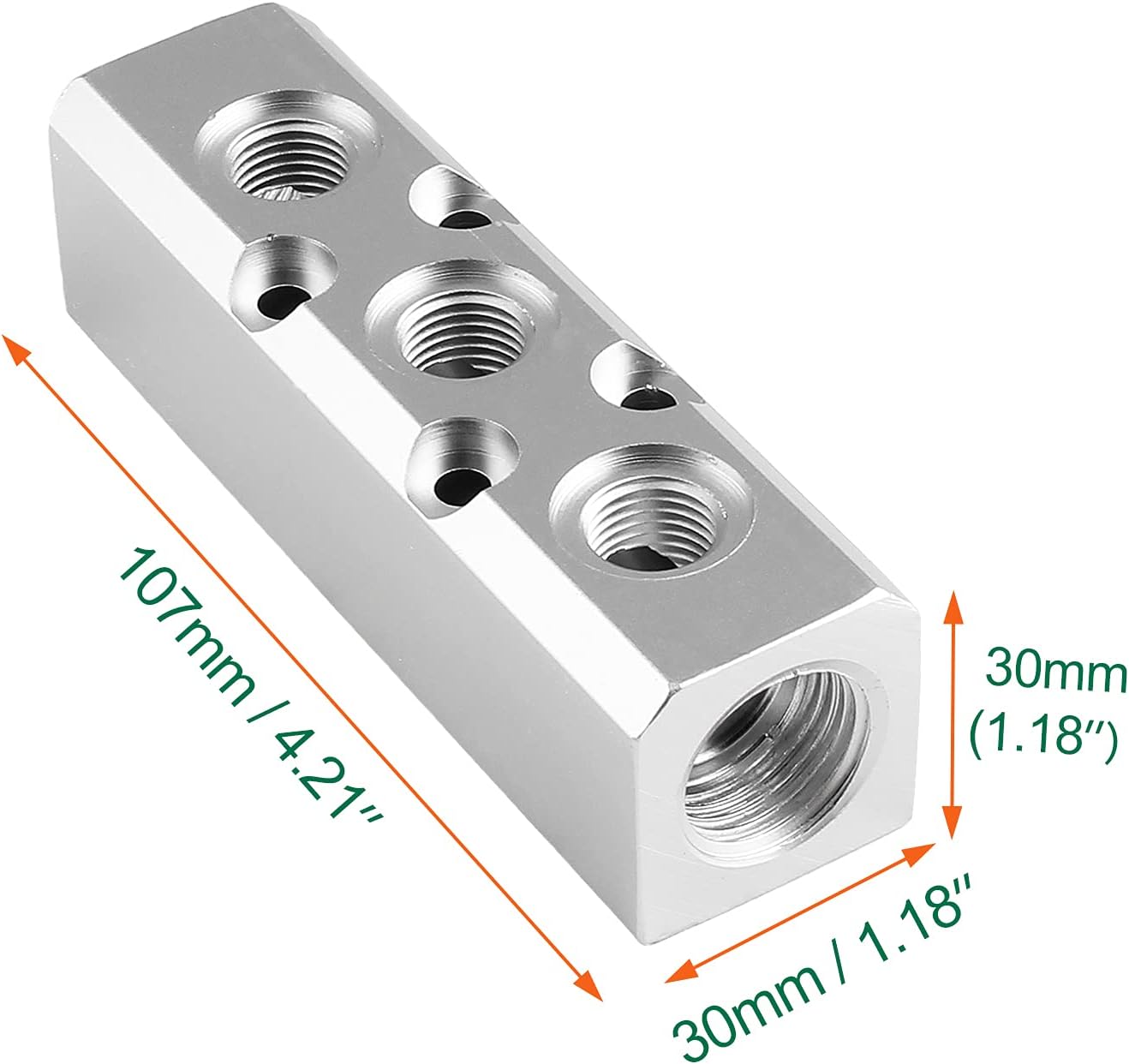 3 Way Pneumatic Manifold Air Distribution Block, Compressed Air Manifold Pneumatic Block, Air Coupler Fast Connector, Silver
