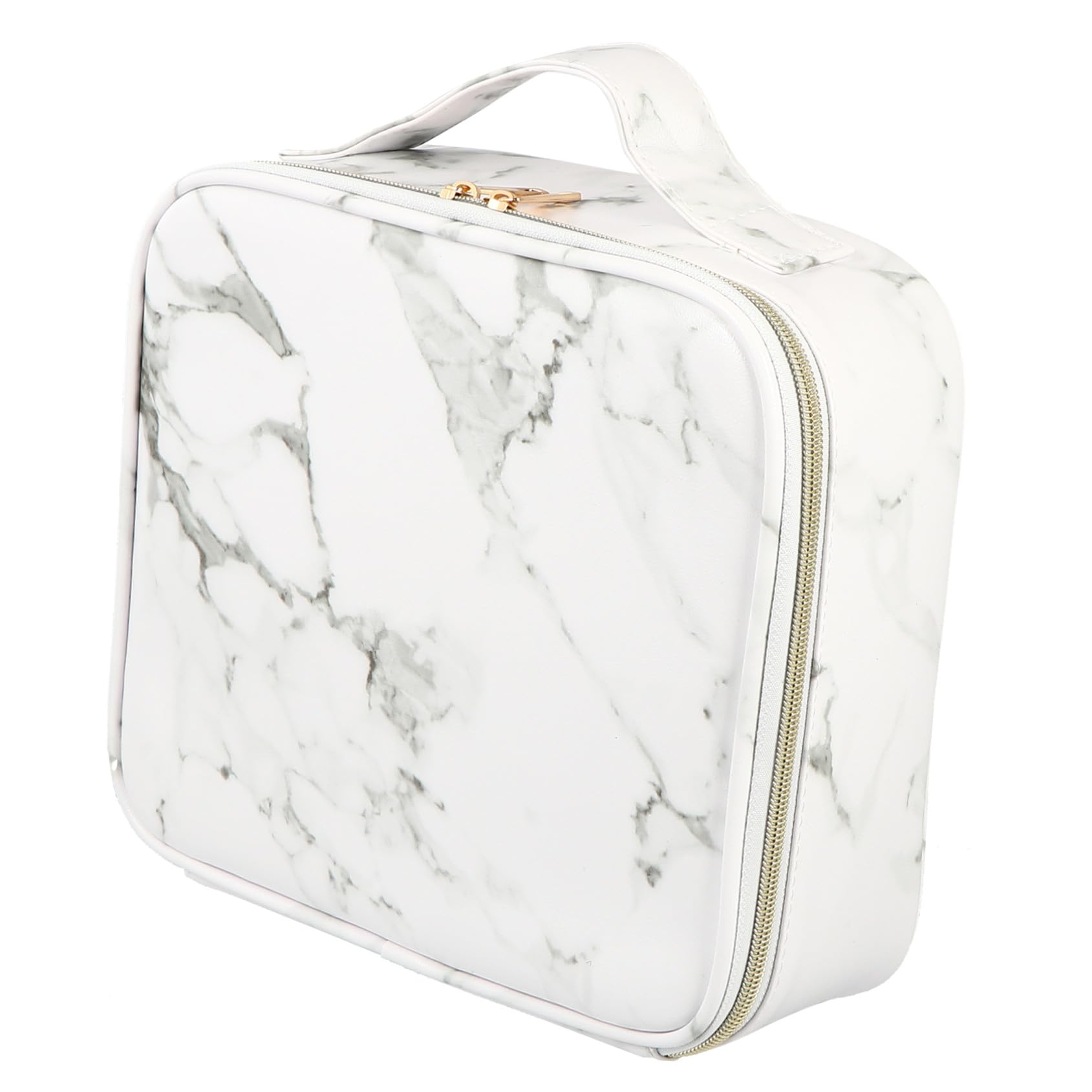 Mallette de Maquillage Marbrée, Organisateur Portable Compartiments, Poignée, Grosse Capacité pour Voyage et Rangement des Cosmétiques